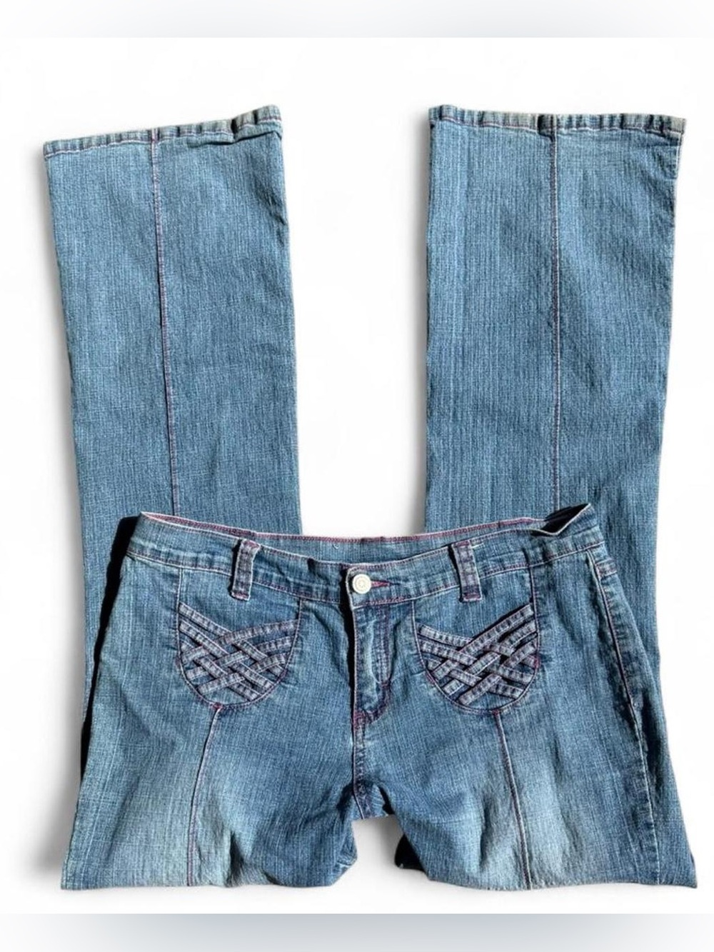 Genuine Vintage Y2K Zoey Beth Pink Stitch Flare Jeans